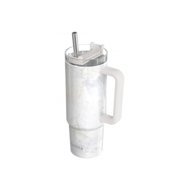 QUOKKA NEREZOVÝ TERMOHRNEK S BRČKEM VIBE MARBLE 880 ML - SPORTOVNÍ LAHVE - KRMENÍ