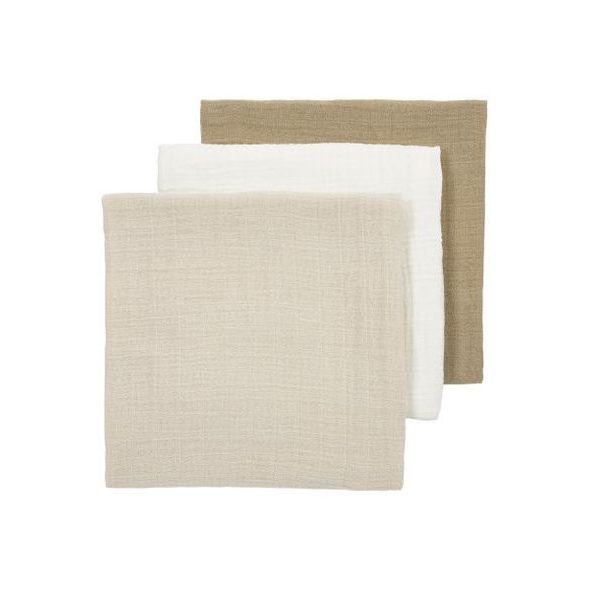 MEYCO MUŠELÍNOVÉ PLENY 3-BALENÍ - OFFWHITE/SOFT SAND/TAUPE - LÁTKOVÉ PLENY SKLÁDANÉ - PŘEBALOVÁNÍ