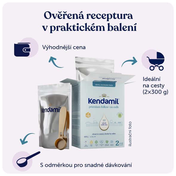 KENDAMIL PREMIUM 2 (600 G) - KOJENECKÁ MLÉKA - KRMENÍ