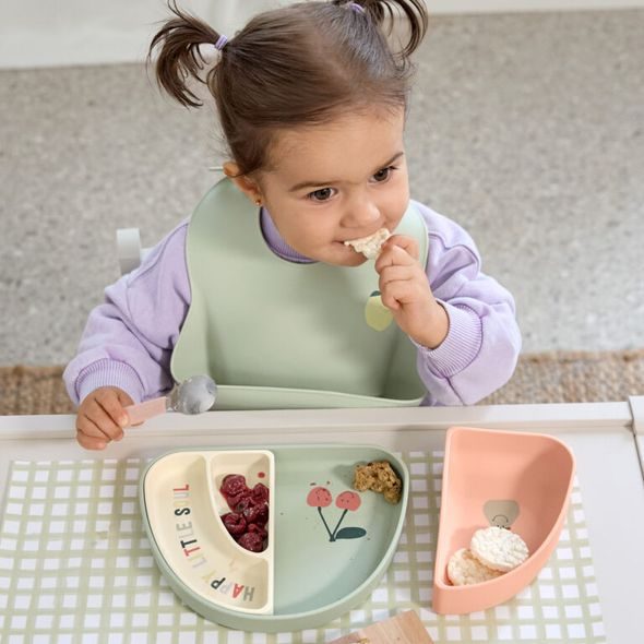 LÄSSIG BABIES DISH SET SILICONE SECTION HAPPY FRUITS CHERRY - MISKY, TALÍŘKY A PODLOŽKY - KRMENÍ