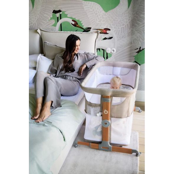 MOMI POSTÝLKA SMART BED 4V1 SVĚTLE ŠEDÁ - K RODIČOVSKÉ POSTELI - SPINKÁNÍ