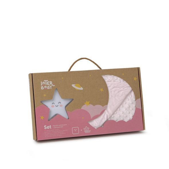 INTERBABY SET DEKA MĚKKÁ KULIČKY 80X110 + LAMPIČKA HVĚZDA - RŮŽOVÁ - DĚTSKÉ DEKY PRO MIMINKA - SPINKÁNÍ