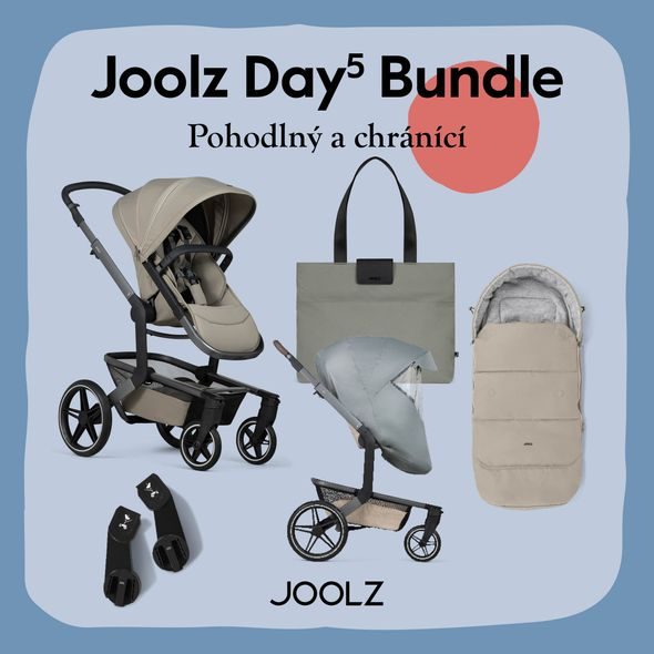 JOOLZ DAY5 KOMPLETNÍ SET 2025 + ADAPTÉRY + TAŠKA + FUSAK + PLÁŠTĚNKA - DVOJKOMBINACE - KOČÁRKY A PŘÍSLUŠENSTVÍ