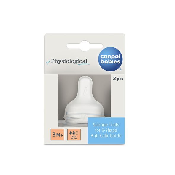 CANPOL BABIES SAVIČKA SILIKONOVÁ K LAHVI S-SHAPE 3M+ 2KS POMALÁ - SAVIČKY A PÍTKA - KRMENÍ