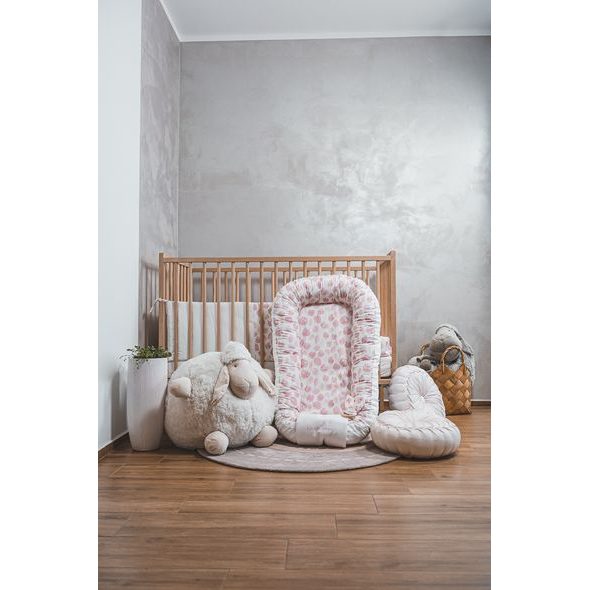 ENIE BABY HNÍZDEČKO DO POSTÝLKY SATINE PINK LEAVES - HNÍZDEČKA - SPINKÁNÍ