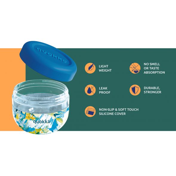 QUOKKA PLASTOVÁ NÁDOBA NA JÍDLO BUBBLE BLUE PEONIES 770 ML - USKLADNĚNÍ JÍDLA - KRMENÍ