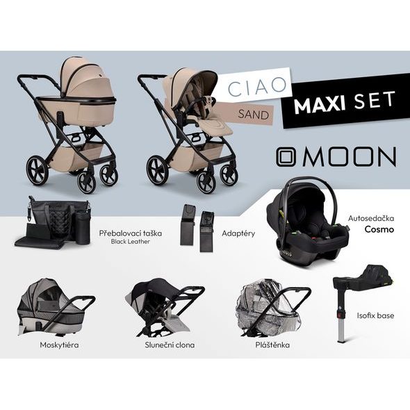 MOON CIAO MAXI SET - SAND - KOMBINACE S PŘÍSLUŠENSTVÍM - KOČÁRKY A PŘÍSLUŠENSTVÍ