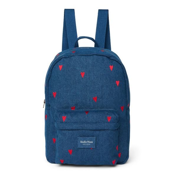 STUDIO NOOS DENIM MIDI BACKPACK - BATŮŽEK | DARK BLUE RED HEARTS - BATOHY A TAŠKY - PRO DĚTI