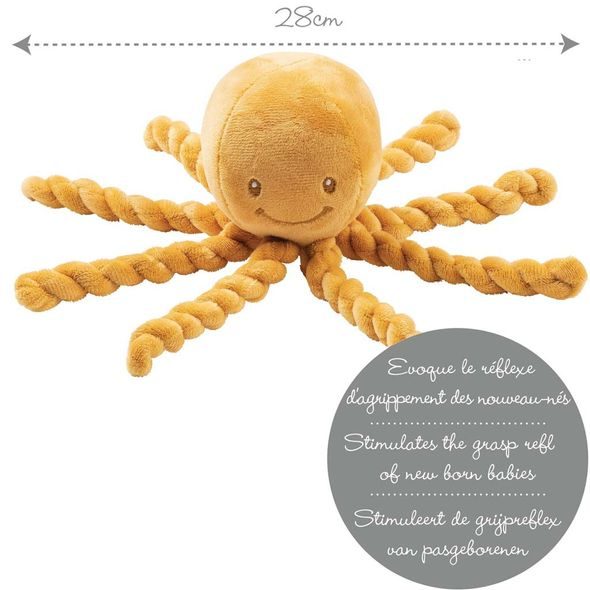 NATTOU PRVNÍ HRAČKA PRO MIMINKA CHOBOTNIČKA PIU PIU LAPIDOU OCHRE 0M + - MALÉ HRAČKY DO RUČIČKY - PRO DĚTI