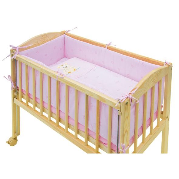 SCARLETT SOUPRAVA DO POSTÝLKY BABY 7-DÍLNÁ MÉĎA RŮŽOVÁ 90X41CM - POVLEČENÍ DO POSTÝLKY - SPINKÁNÍ