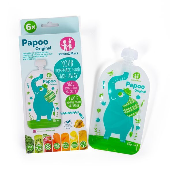 PETITE&MARS KAPSIČKA NA JÍDLO PAPOO ORIGINAL ELEPHANT 6KS - KAPSIČKY NA JÍDLO - KRMENÍ