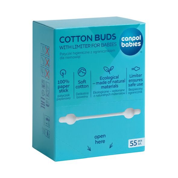 CANPOL BABIES VATOVÉ TYČINKY S OMEZOVAČEM PAPÍROVÉ 56KS - TYČINKY DO UŠÍ (UCHOŠŤOURY :)) - KOUPÁNÍ A ZDRAVÍ