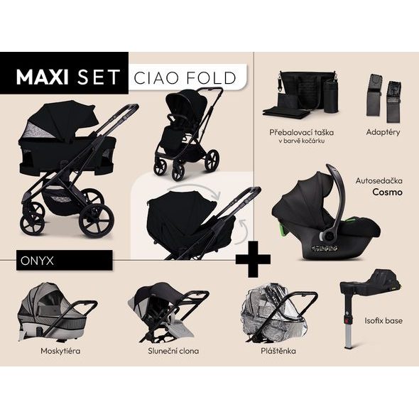 MOON CIAO FOLD MAXI SET - ONYX - TROJKOMBINACE - KOČÁRKY A PŘÍSLUŠENSTVÍ