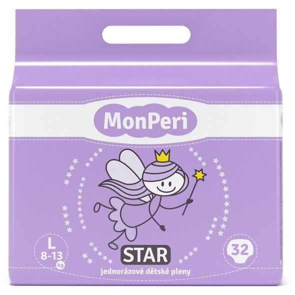 MONPERI STAR L 8-13KG (32KS) HYPOALERGENNÍ JEDNORÁZOVÉ DĚTSKÉ PLENY VEL.4 - JEDNORÁZOVÉ PLENY - PŘEBALOVÁNÍ