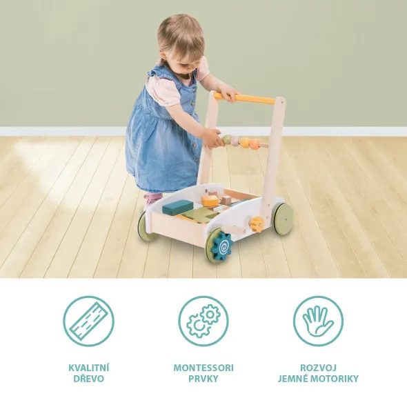 ZOPA DŘEVĚNÝ VOZÍK S KOSTKAMI - KOSTKY - PRO DĚTI