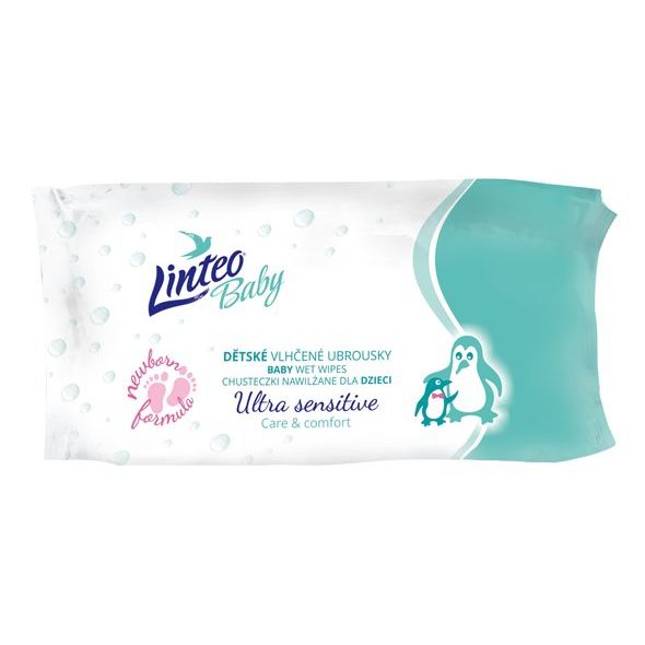 LINTEO BABY VLHČENÉ UBROUSKY ULTRA SENSITIVE 64 KS - VLHČENÉ UBROUSKY - VŠETKO NA PREBAĽOVANIE