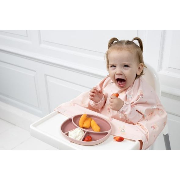 BIBADO SILIKONOVÝ DĚLENÝ TALÍŘ S PŘÍSAVKOU BLUSH - MISKY, TALÍŘKY A PODLOŽKY - KRMENÍ