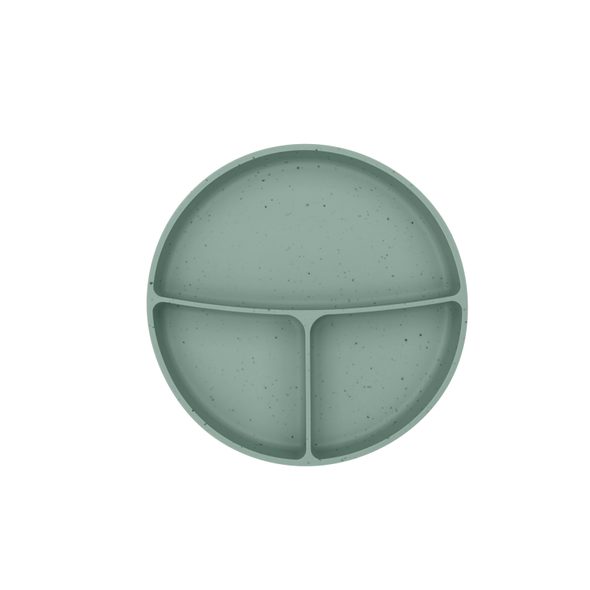 KIKKABOO TALÍŘ DĚLENÝ S PŘÍSAVKOU PLATINUM SILICONE SAGE - MISKY, TALÍŘKY A PODLOŽKY - KRMENÍ