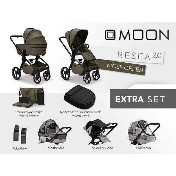 MOON RESEA 2.0 EXTRA SET - MOSS - DVOJKOMBINACE - KOČÁRKY A PŘÍSLUŠENSTVÍ