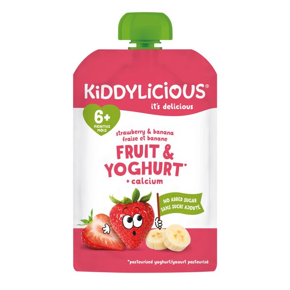KIDDYLICIOUS OVOCNÁ KAPSIČKA S JAHODOU, BANÁNEM A JOGURTEM (12X100G) - KAPSIČKY - KRMENÍ