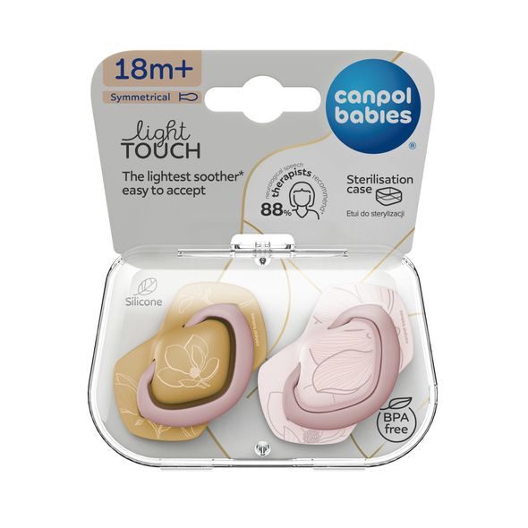 CANPOL BABIES DUDLÍK SILIKONOVÝ SYMETRICKÝ LIGHT TOUCH GOLD 18M+ 2KS RŮŽOVÝ - ŠIDÍTKA A DOPLŇKY - KRMENÍ