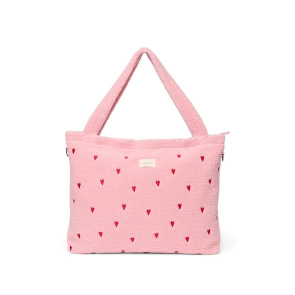 STUDIO NOOS TEDDY DIAPER BAG - PŘEBALOVACÍ TAŠKA | LIGHT PINK HEARTS - PŘEBALOVACÍ TAŠKY - KOČÁRKY A PŘÍSLUŠENSTVÍ