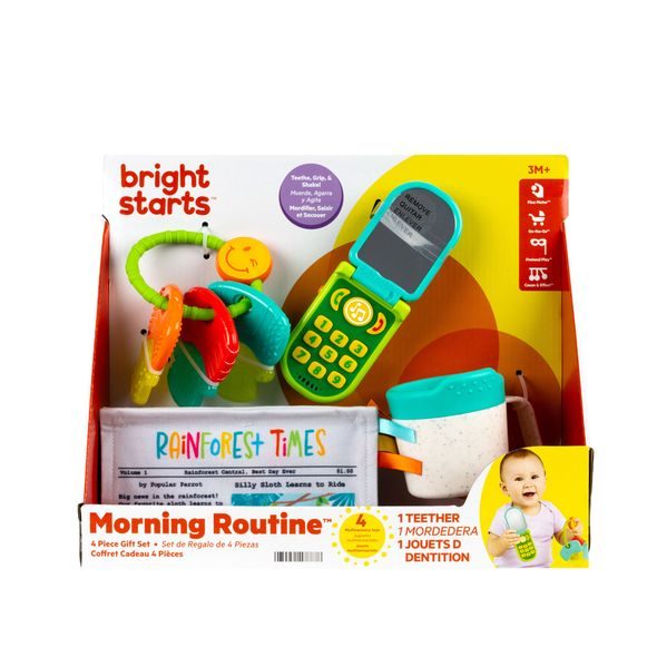 BRIGHT STARTS SADA DÁRKOVÁ PRO ROZVOJ SMYSLŮ MORNING ROUTINE™, 3M+ - SENZORICKÉ HRAČKY - PRO DĚTI