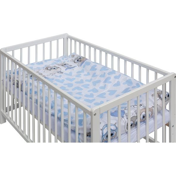 SCARLETT DĚTSKÁ POSTÝLKA S KOMPLETNÍ VÝBAVOU SCARLETT KULÍŠEK 120 X 60 CM - MODRÁ - DŘEVĚNÉ POSTÝLKY - SPINKÁNÍ