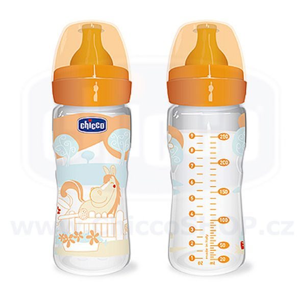 CHICCO FYZIOLOGICKÁ PP LAHEV,250ML,KAUČUKOVÝ DUDLÍK REGULOVATELNÝ 2+ - KOJENECKÉ LAHVE - KRMENÍ