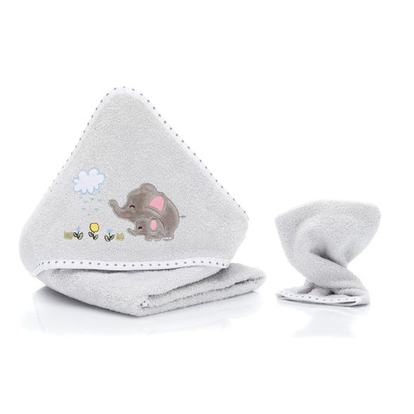 FILLIKID OSUŠKA S KAPUCÍ + ŽÍNKA ELEPHANT GREY - OSUŠKY A DĚTSKÉ ŽUPANY - KOUPÁNÍ A ZDRAVÍ