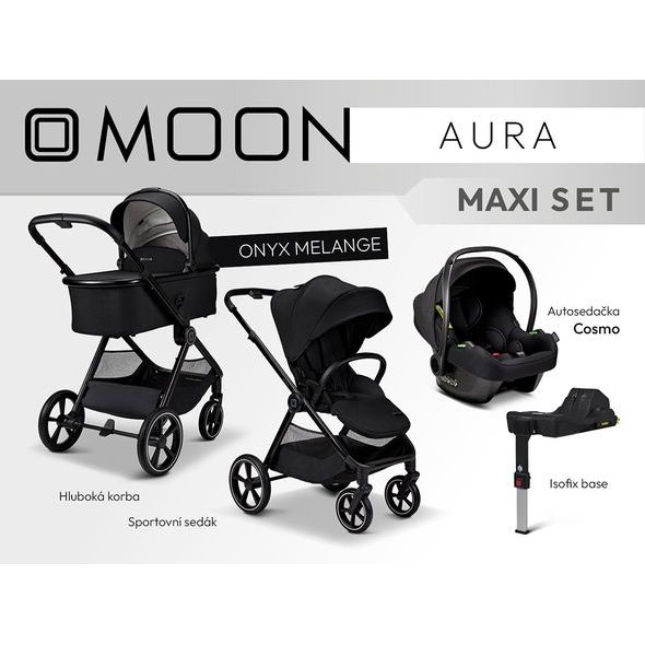 MOON AURA - MAXI ONYX MELANGE - KOMBINACE S PŘÍSLUŠENSTVÍM - KOČÁRKY A PŘÍSLUŠENSTVÍ