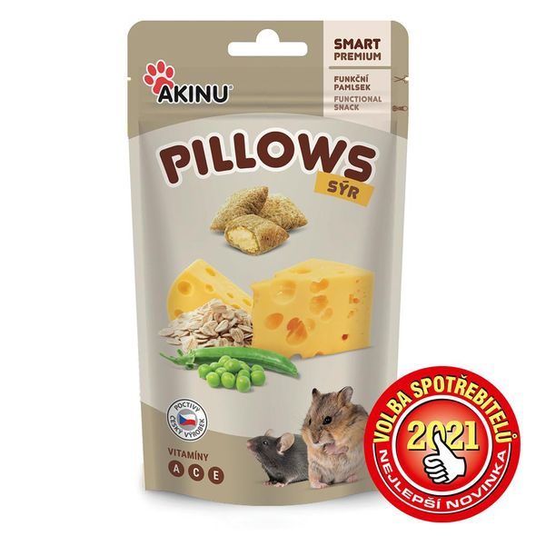 AKINU PILLOWS POLŠTÁŘKY SE SÝREM PRO HLODAVCE 40G - KRMIVO - CHOVATELSKÉ POTŘEBY MALVÍKZOO