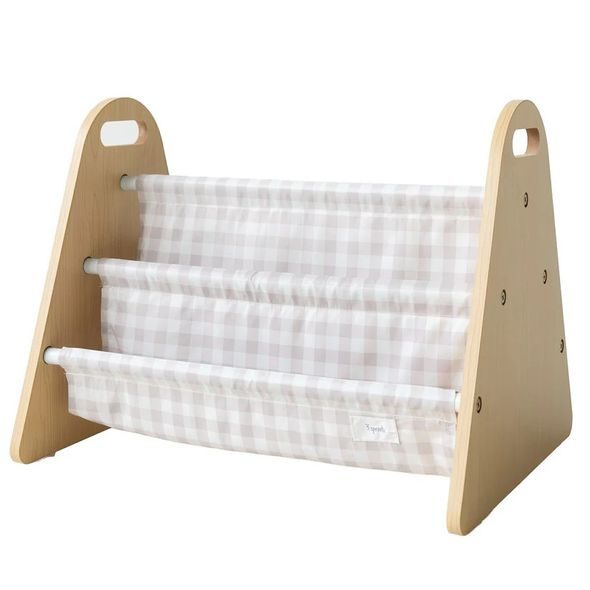 3 SPROUTS OBOUSTRANNÝ STOJAN NA KNÍŽKY GINGHAM BEIGE - DEKORACE A POLIČKY - SPINKÁNÍ