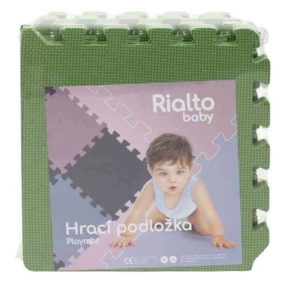 RIALTO BABY HRACÍ PODLOŽKA PUZZLE S OKRAJEM GREEN 92X92 CM - HRACÍ PODLOŽKY NA ZEM - SPINKÁNÍ