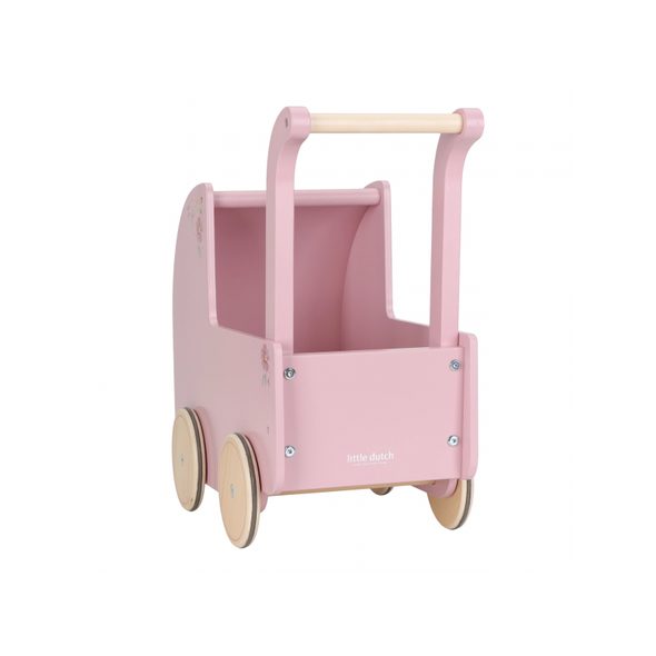 LITTLE DUTCH KOČÁREK PRO PANENKY DŘEVĚNÝ S PEŘINKOU PINK - LITTLE DUTCH - PRO DĚTI