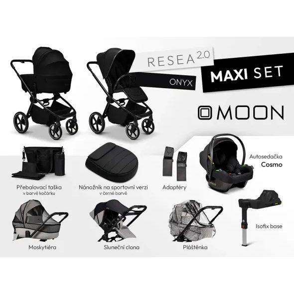 MOON RESEA 2.0 MAXI SET - ONYX - KOMBINACE S PŘÍSLUŠENSTVÍM - KOČÁRKY A PŘÍSLUŠENSTVÍ