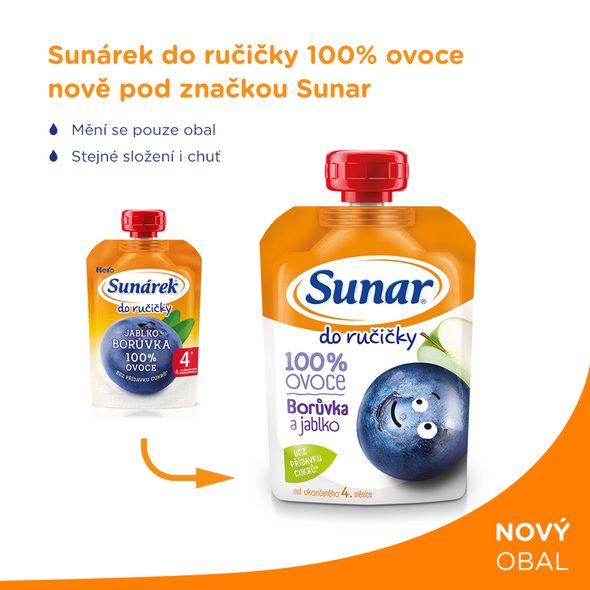 SUNAR DO RUČIČKY BORŮVKA, JABLKO 100G - KAPSIČKY - KRMENÍ