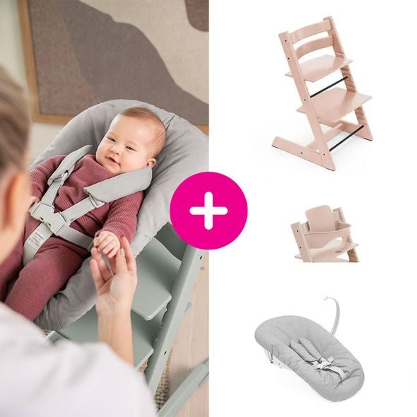 STOKKE® TRIPP TRAPP® + NOVOROZENECKÁ SADA + BABY SET ZVÝHODNĚNÁ SADA - JÍDELNÍ ŽIDLIČKY DŘEVĚNÉ - KRMENÍ
