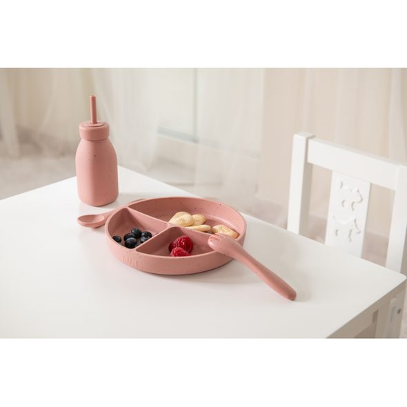 KIKKABOO TALÍŘ DĚLENÝ S PŘÍSAVKOU PLATINUM SILICONE BLUSH - MISKY, TALÍŘKY A PODLOŽKY - KRMENÍ