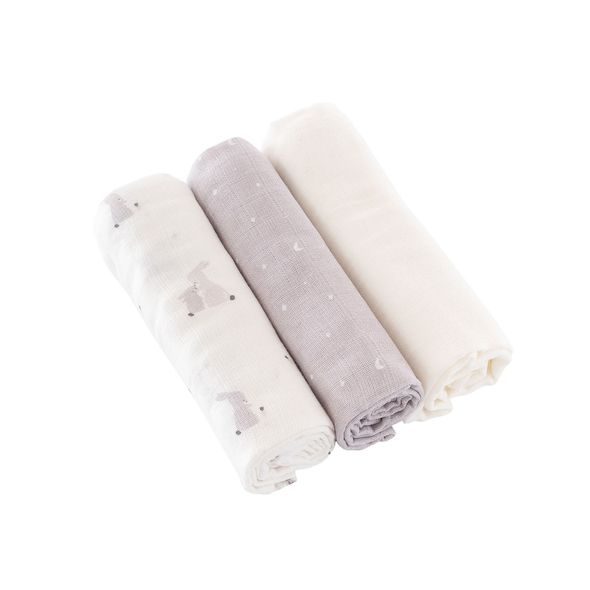 TRÄUMELAND LÁTKOVÉ PLENY 3KS 80 X 80 CM HOPHOP BUNNY GRAU - LÁTKOVÉ PLENY ALL IN ONE - PŘEBALOVÁNÍ