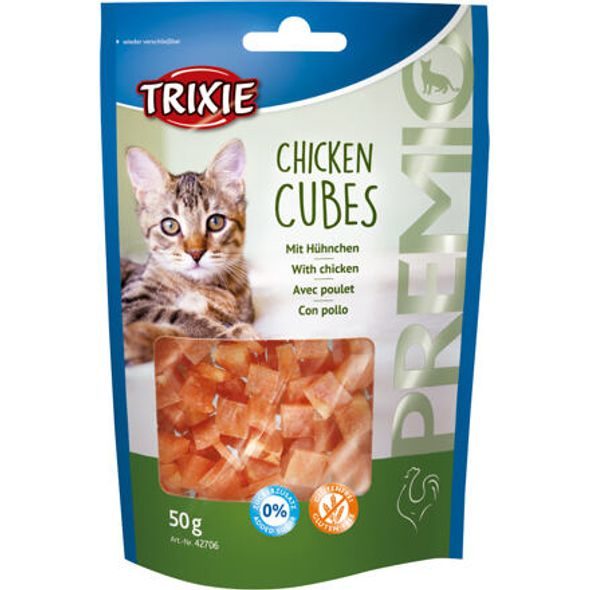 TRIXIE PREMIO CUBES - KUŘECÍ KOSTIČKY 50 G - SUŠENÉ MASO PRO KOČKY - CHOVATELSKÉ POTŘEBY MALVÍKZOO