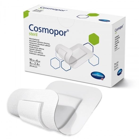 HARTMANN NÁPLAST COSMOPOR STERIL 10 X 6 CM 6,5 X 2,5 CM ROZMĚR POLŠTÁŘKU 25 KS - NÁPLASTI - KOUPÁNÍ A ZDRAVÍ