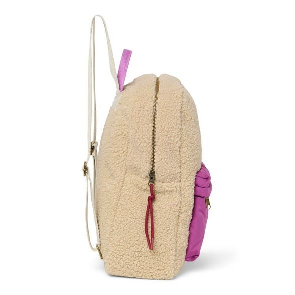 STUDIO NOOS TEDDY MIDI BACKPACK BATŮŽEK S PŘEDNÍ KAPSOU ECRU PURPLE - BATOHY A TAŠKY - PRO DĚTI
