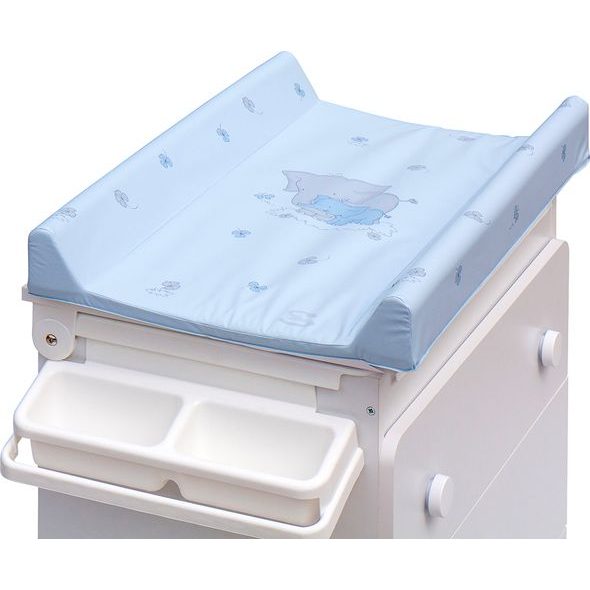 SCARLETT PŘEBALOVACÍ KOMODA S VANIČKOU VISTA BÍLÁ S PŘEBALOVACÍ PODLOŽKOU SLON MODRÁ - PŘEBALOVACÍ KOMODY - PŘEBALOVÁNÍ