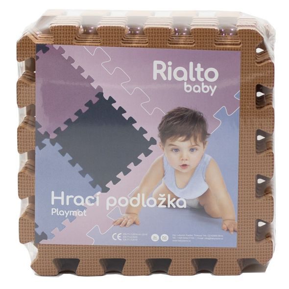 RIALTO BABY HRACÍ PODLOŽKA PUZZLE BROWN 90X90 CM - HRACÍ PODLOŽKY NA ZEM - SPINKÁNÍ