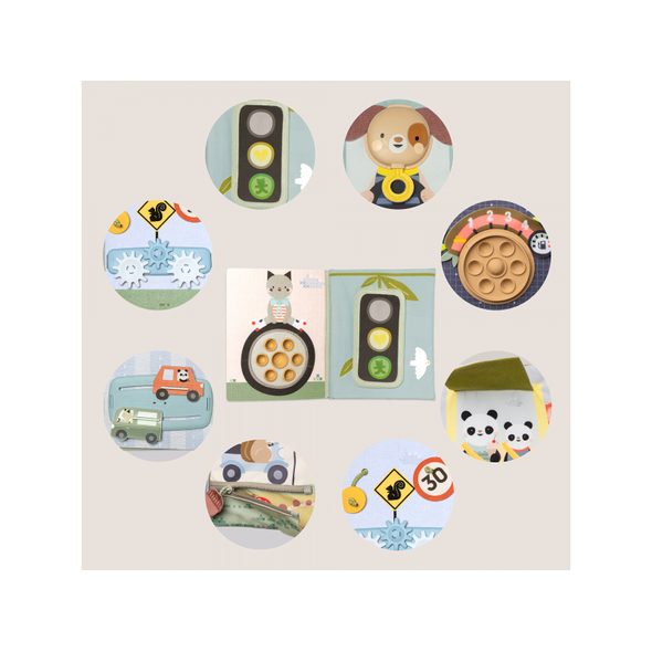 TAF TOYS KNÍŽKA S AKTIVITAMI TINY TRAVELER BUSY BOOK - AKTIVNÍ HRAČKY - PRO DĚTI