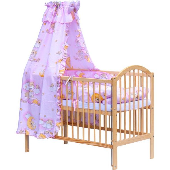 SCARLETT POSTÝLKA 120X60CM S KOMPLETNÍ VÝBAVOU SCARLETT MRÁČEK RŮŽOVÁ - DŘEVĚNÉ POSTÝLKY - SPINKÁNÍ