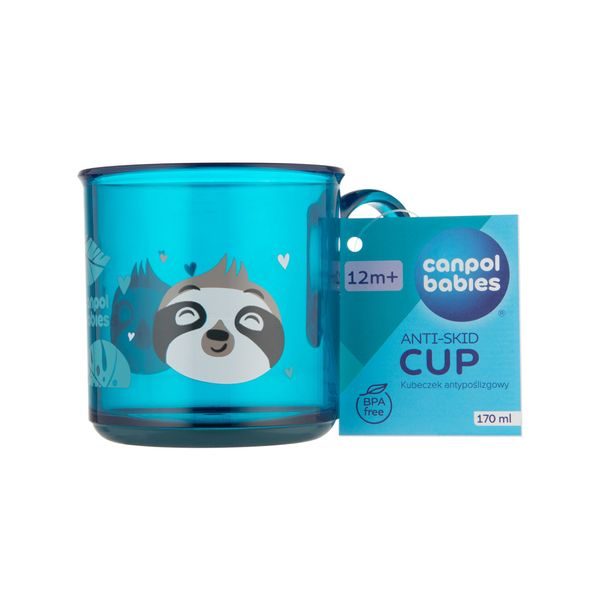 CANPOL BABIES HRNEČEK PROTISKLUZOVÝ EXOTIC ANIMALS 170ML MODRÝ - DĚTSKÉ HRNEČKY - KRMENÍ