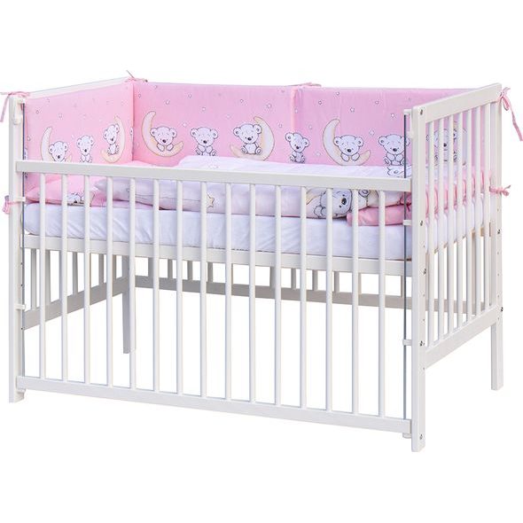 SCARLETT DĚTSKÁ POSTÝLKA S KOMPLETNÍ VÝBAVOU SCARLETT 120 X 60 CM - TORO - RŮŽOVÁ - DŘEVĚNÉ POSTÝLKY - SPINKÁNÍ