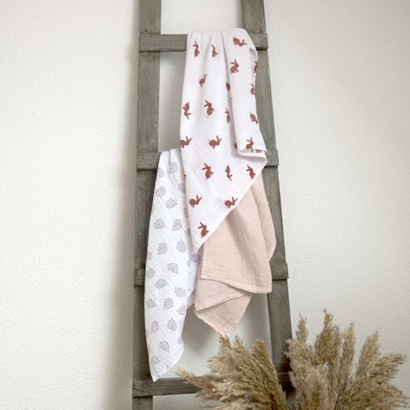 LÄSSIG SWADDLE BURP BLANKET 60X60 LITTLE FOREST FOX - LÁTKOVÉ PLENY SKLÁDANÉ - PŘEBALOVÁNÍ
